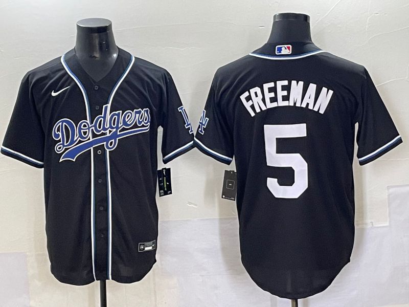 Men 2025 Los Angeles Dodgers 5 Freeman Black Three generations Fashion Nike MLB Jersey style 7041